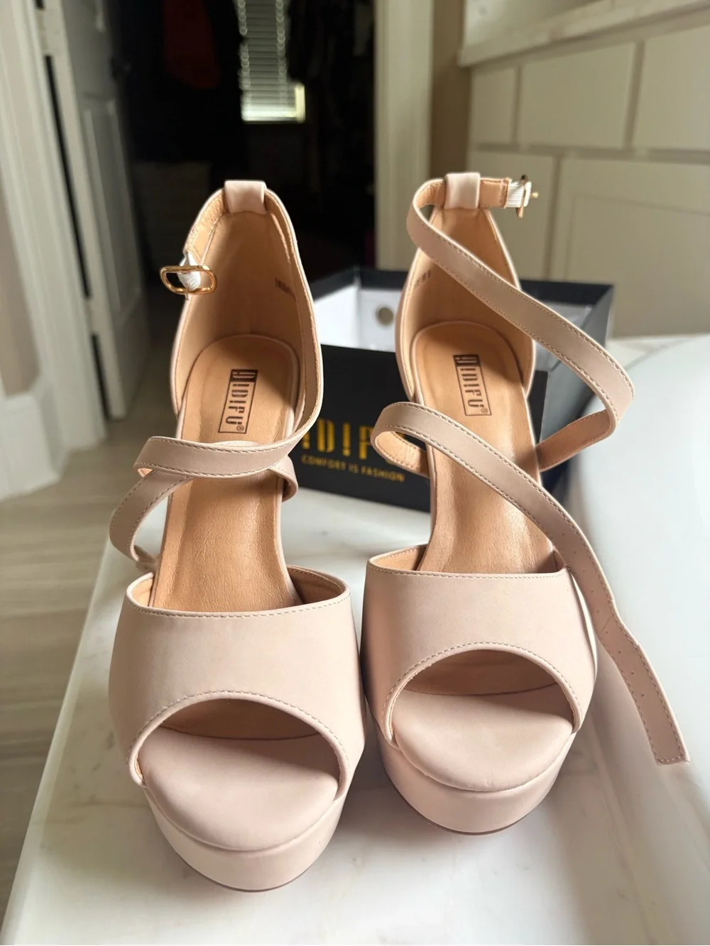 Platform Peep Toe Heels Size 8